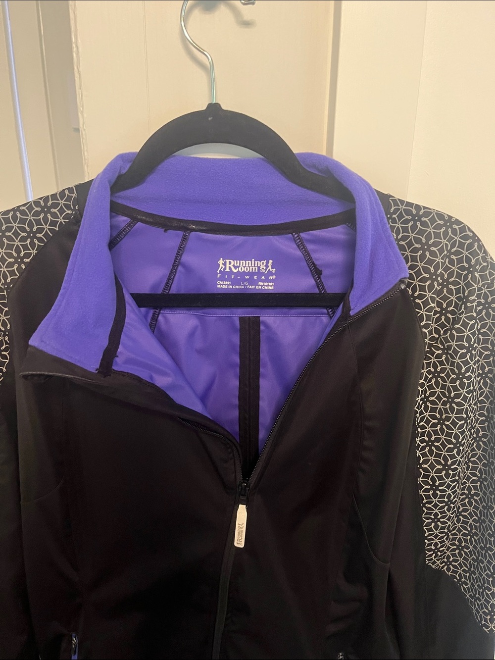 Women's Black Utility Jacket with Purple Trim - Picture 2 of 3